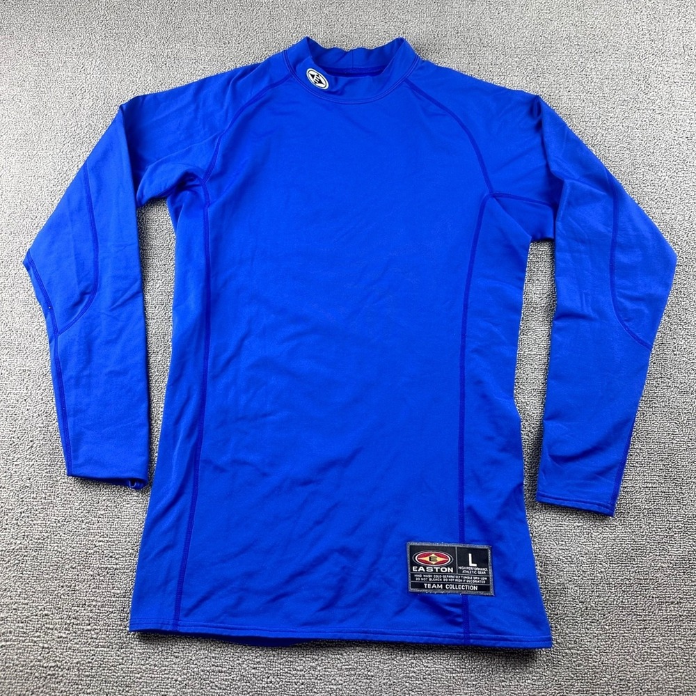 Easton Team Collection Shirt Men L Blue Athletic Compression Activewear Sporty